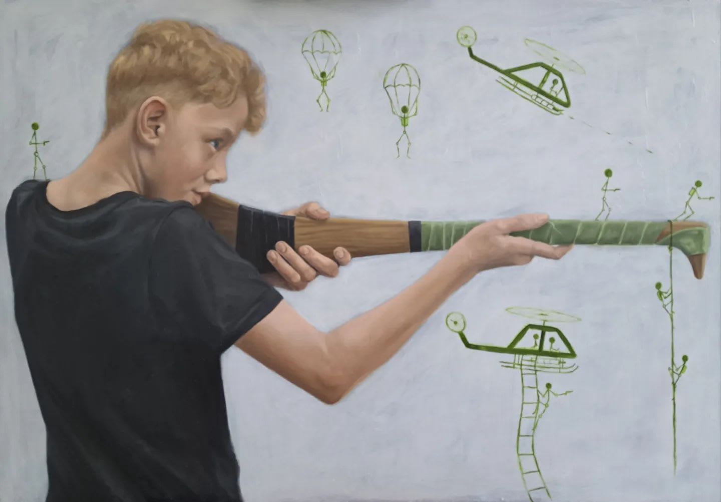 painting of a boy with a hurley