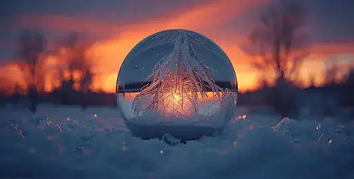 photo of a snow globe in snow