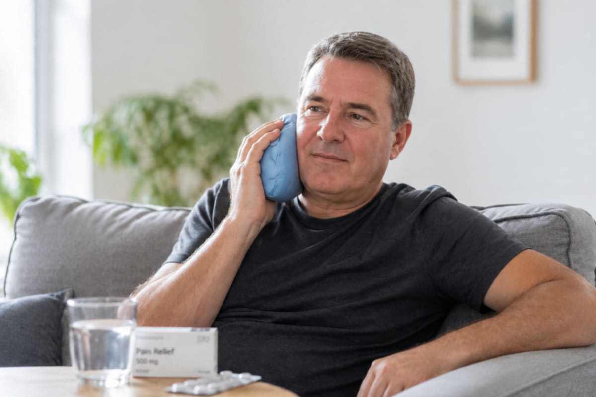 Patient resting at home during All on 4 dental implant recovery, illustrating the recovery timeline guide