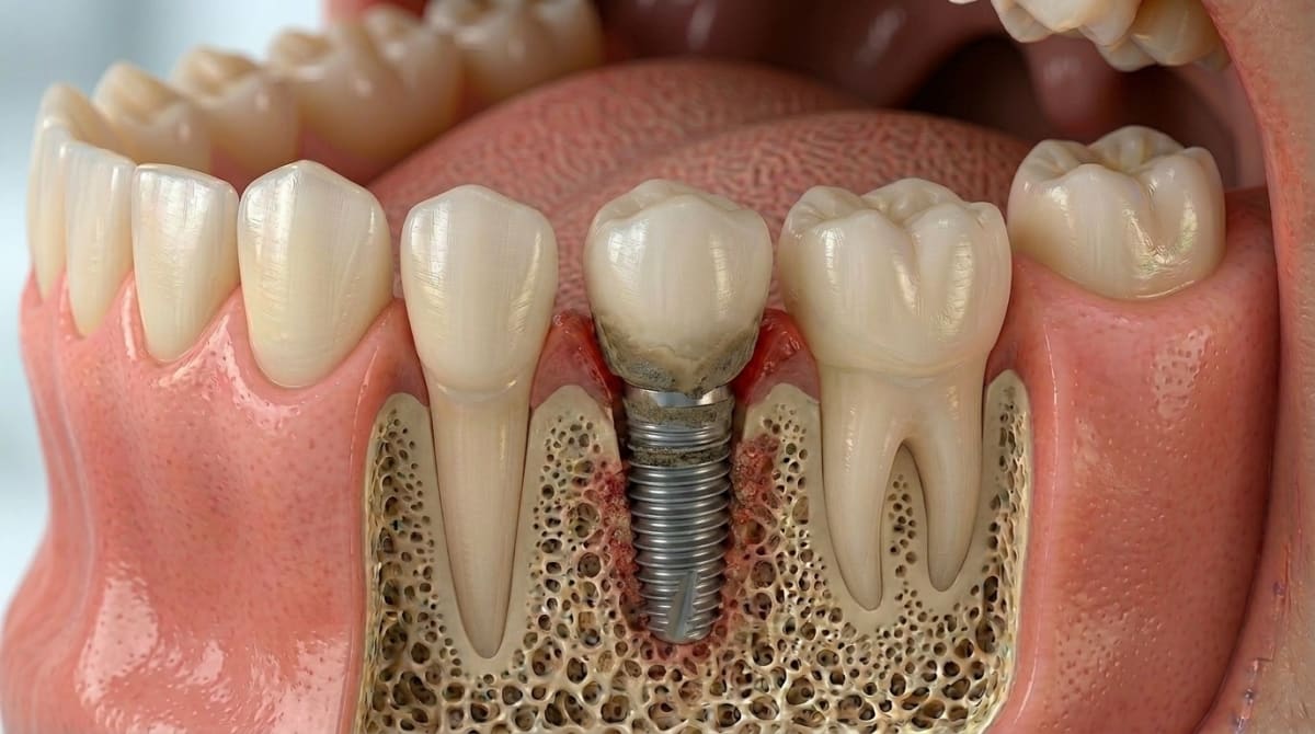 3D illustration of dental bone loss showing jaw resorption after tooth loss — ArtSmiles Gold Coast.
