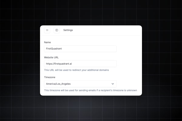 Screenshot of FirstQuadrant's settings page