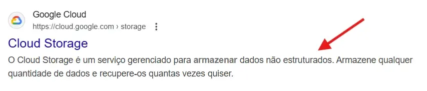 Exemplo de um resultado de busca no Google