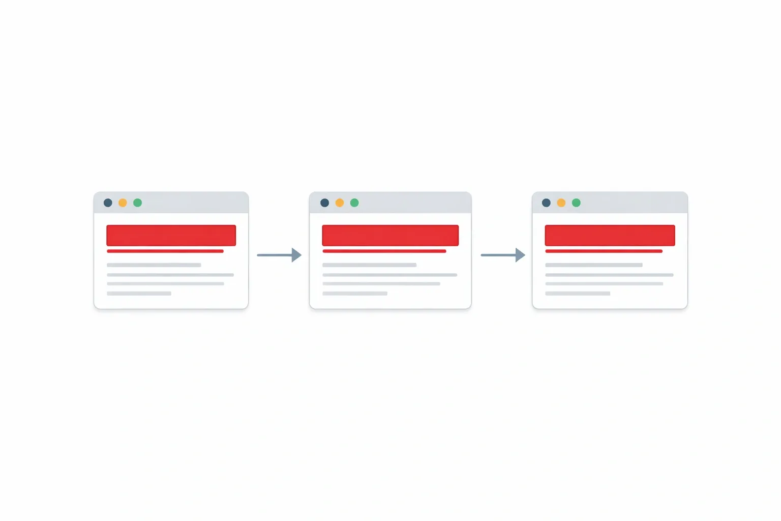 Exemplo de várias páginas diferentes com o mesmo meta title duplicado, representando um problema de SEO
