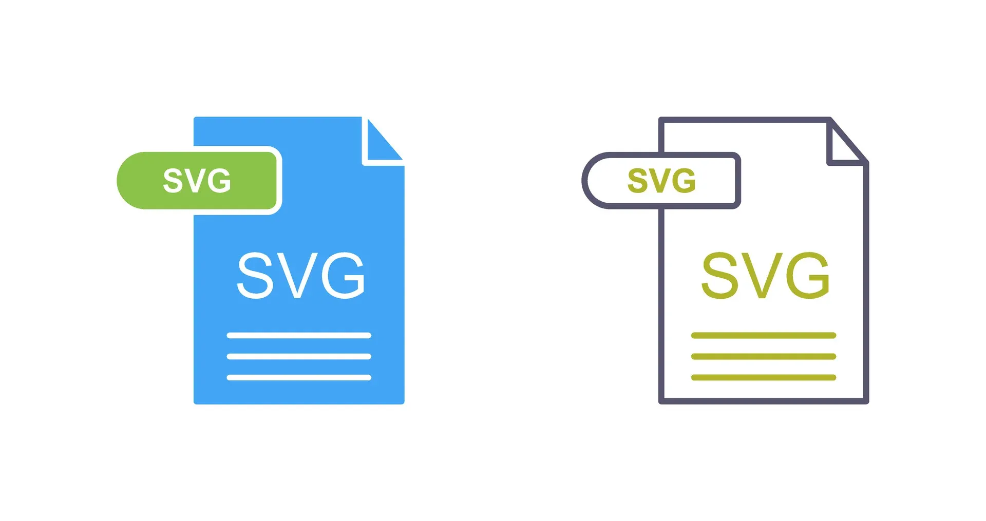 Dois ícones de arquivo no formato SVG, um azul e um em contorno
