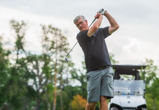 Barry Golf Swing Cart Behind (1)