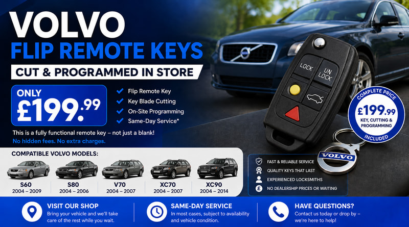Volvo Flip Remote Keys – Cutting & Programming from £199.99