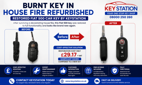 Burnt Car Key Refurbished After House Fire