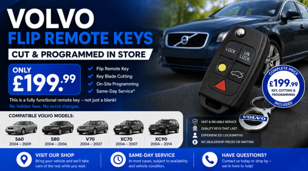 Volvo Flip Remote Keys – Cutting & Programming from £199.99