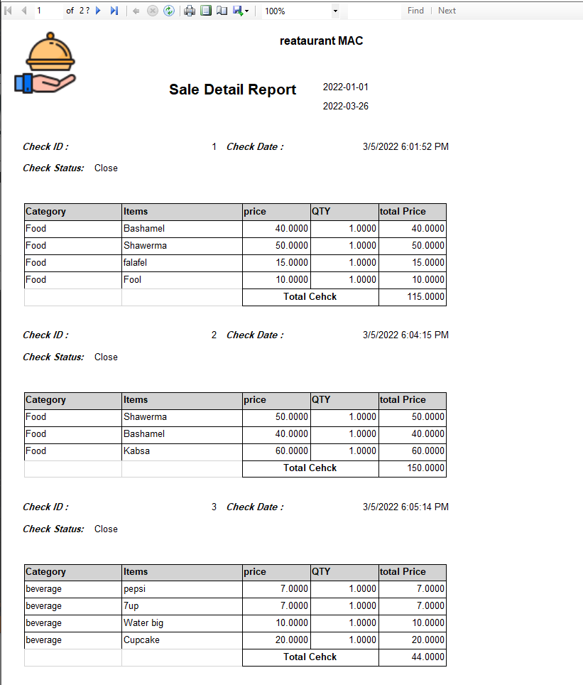 Point of sale POS for restaurants with C# .NET