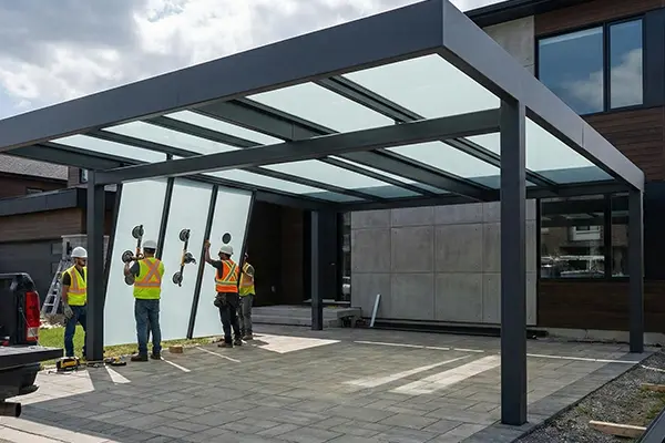 Kanopi modern untuk teras rumah yang elegan dan fungsional