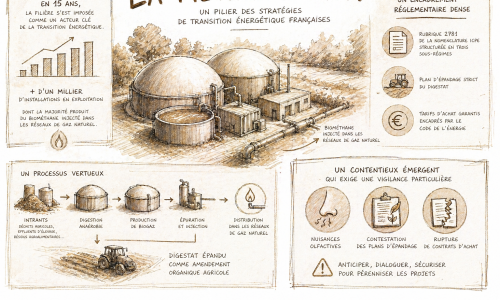 Méthanisation : ICPE rubrique 2781, plan d'épandage et tarifs d'achat