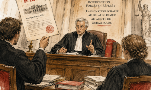 Intervention forcée en référé : l'assignation échappe au délai de remise au greffe de quinze jours (Cass. 2e civ., 21 mai 2026, n° 23-23.636)