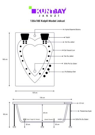 Kalpli Jakuzi 135 X 185 H 60 — Çift Kişilik Jakuziler