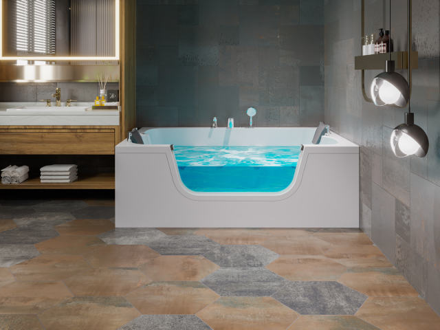 Rectangular Jacuzzi with Glass Panel 111 X 181 H 60 K.