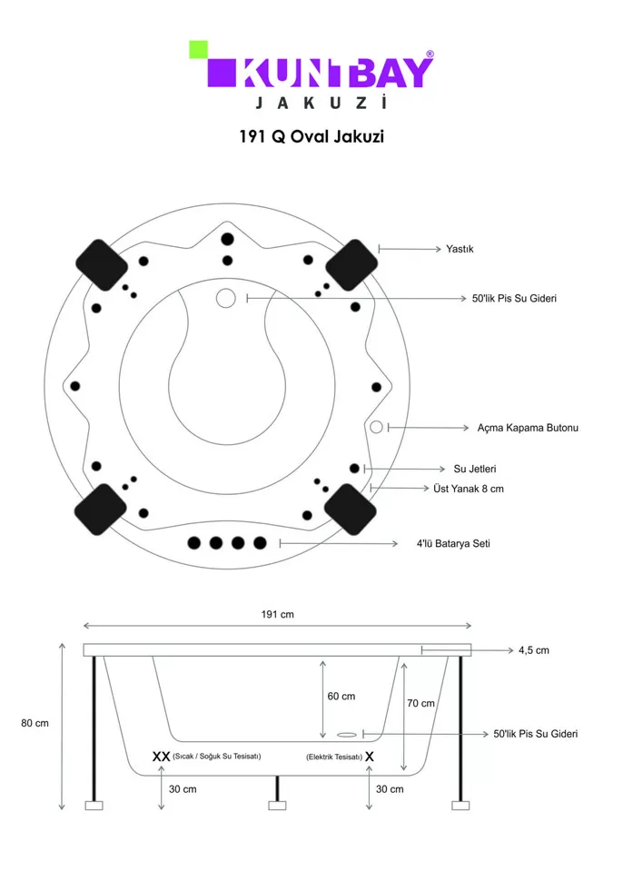 Daha kompakt oval jakuzi mini havuz istemeyenler için