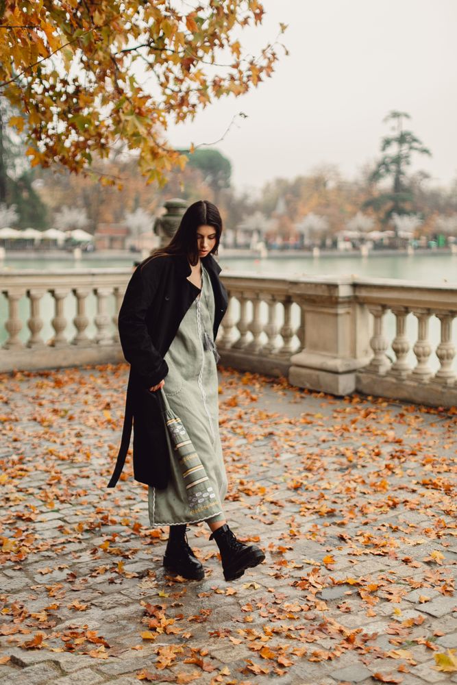 Vestido étnico en tono verde