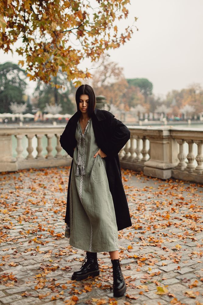 Vestido étnico en tono verde