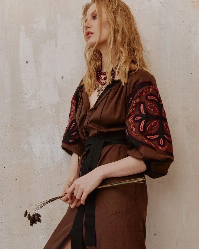 Vestido Kaftan en color chocolate 