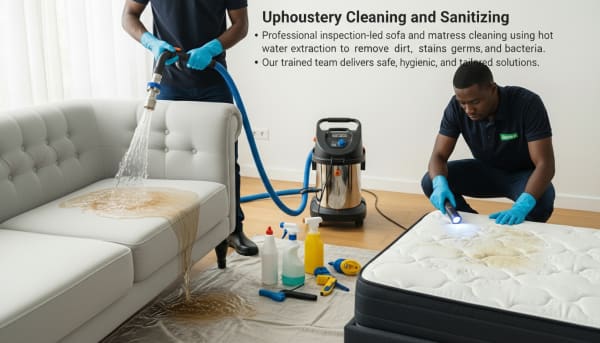 Upholstering cleaning and shining. image