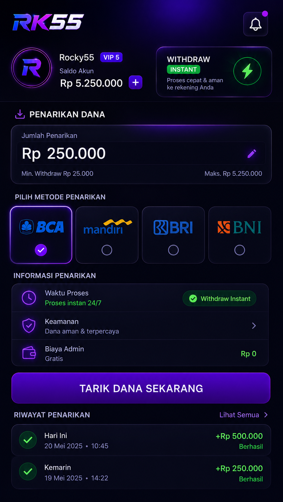 RK55 WITHDRAW