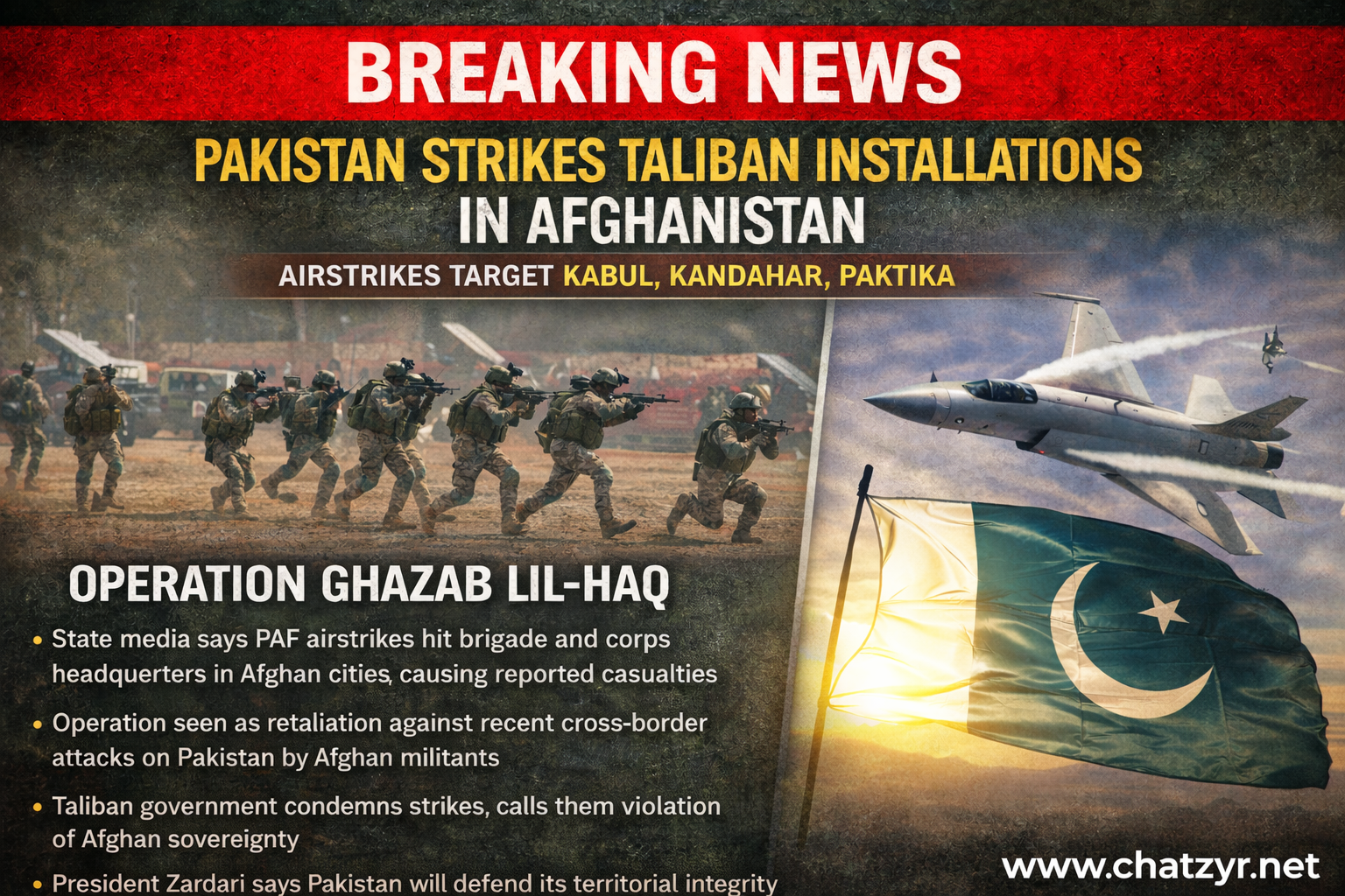 Operation Ghazab lil-Haq: State Media Says Pakistan Air Force Targets Taliban Installations in Kabul, Kandahar and Paktika