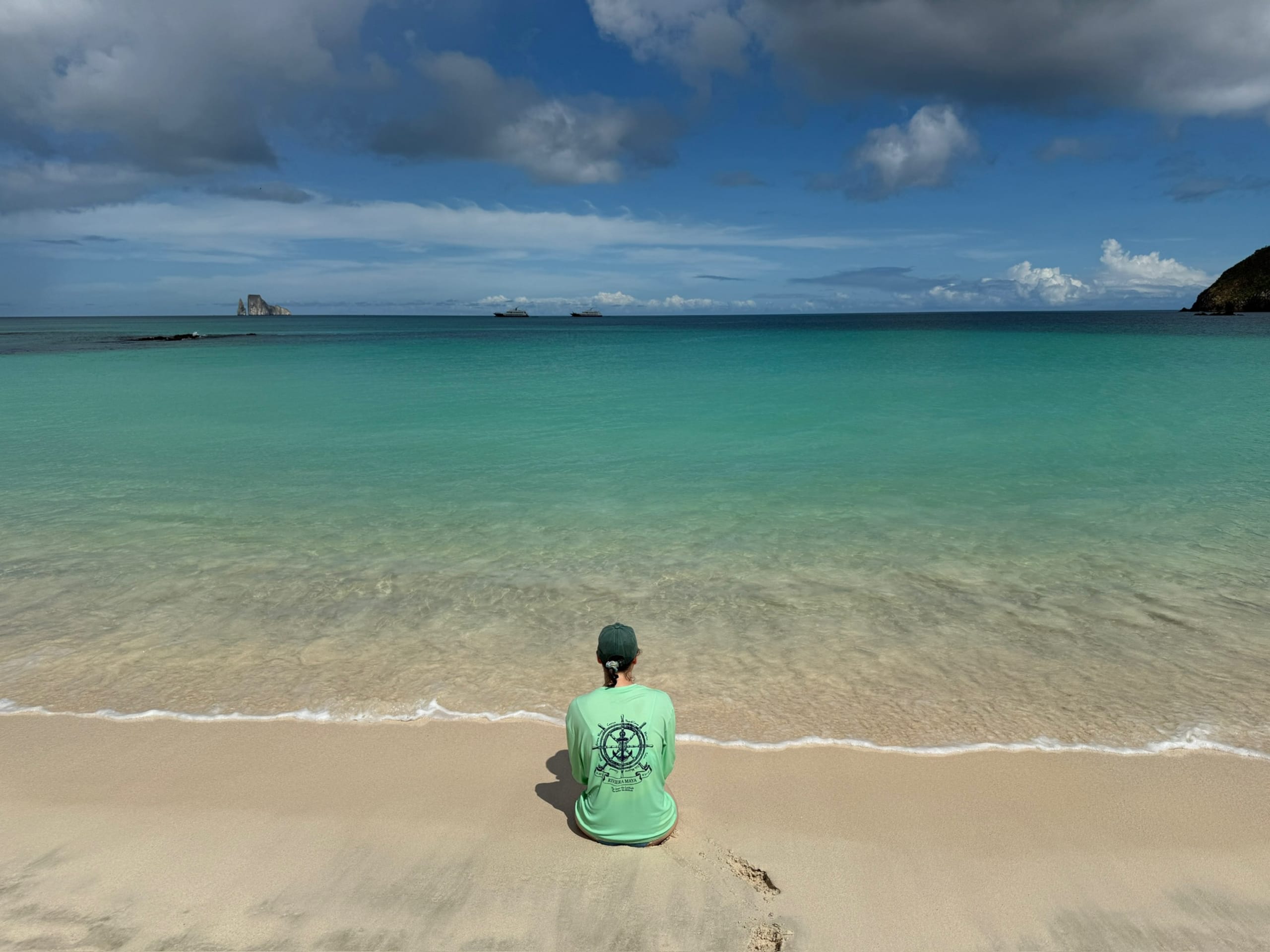 Kathryn on a beach in the Galápagos