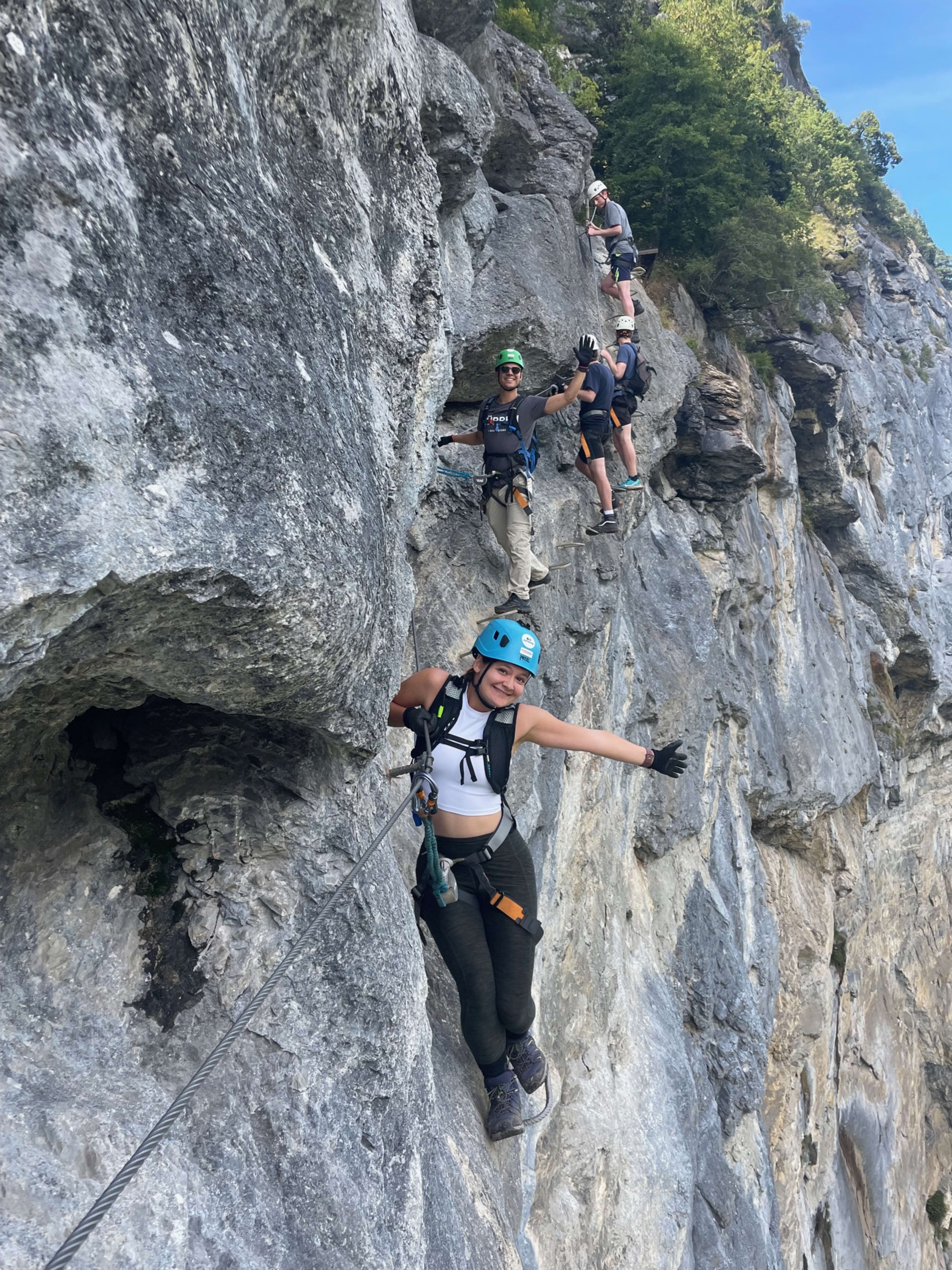 Via ferrata route in the Swiss mountains