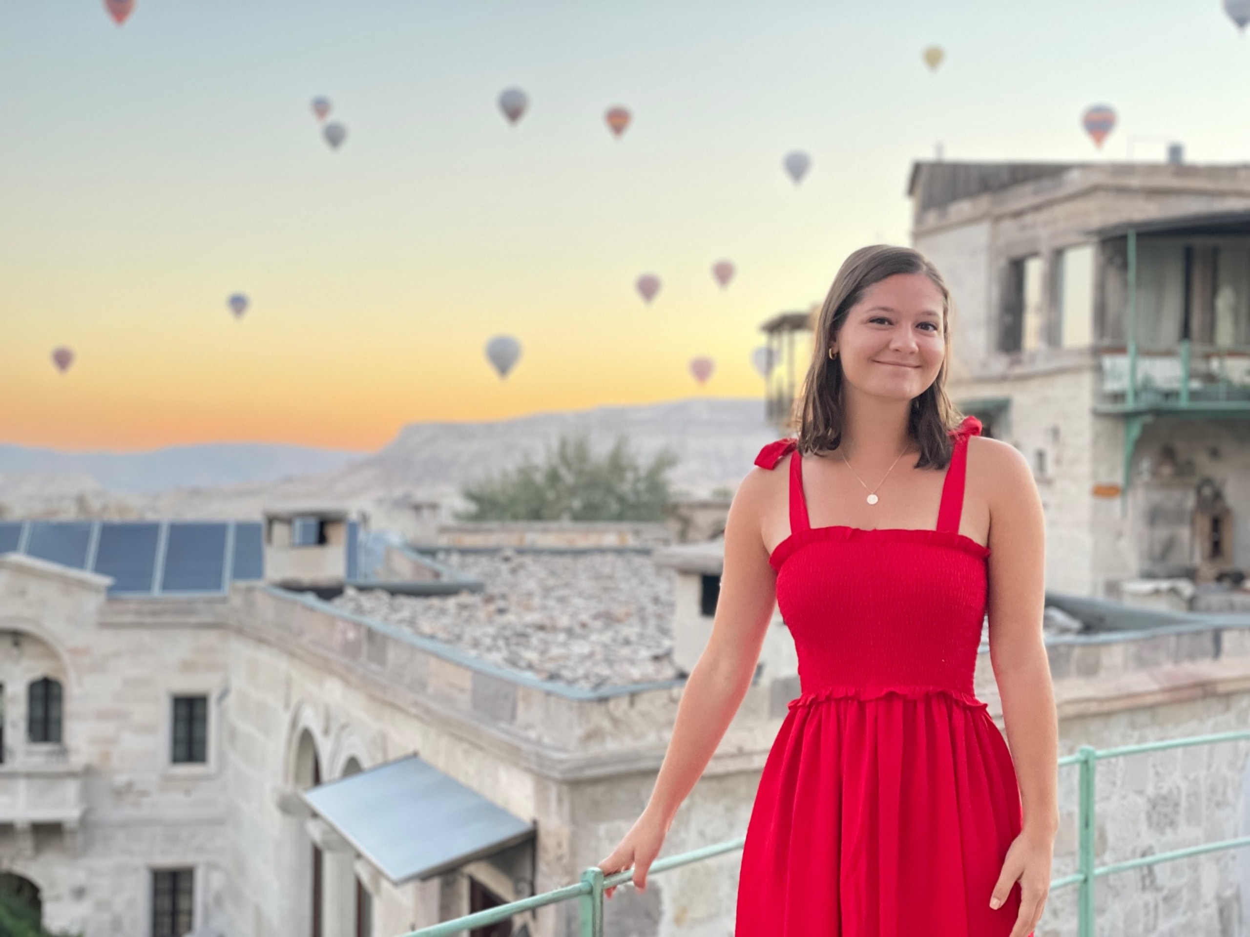 Portrait in a red dress in Turkey