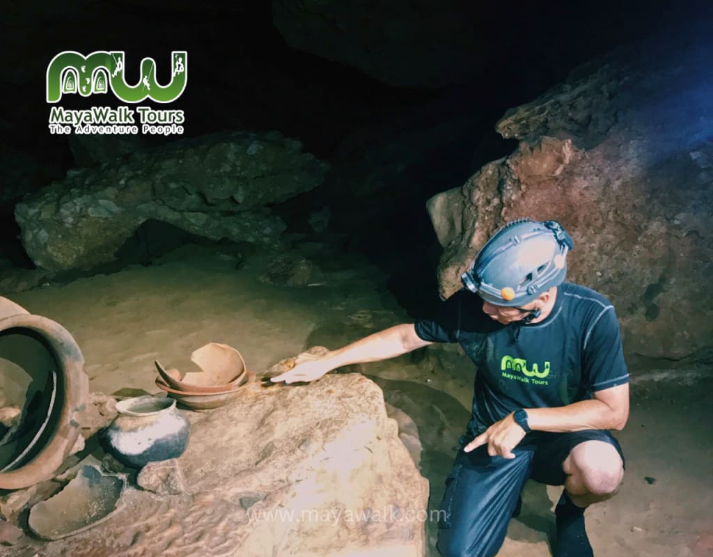 Pottery fragments in ATM Cave