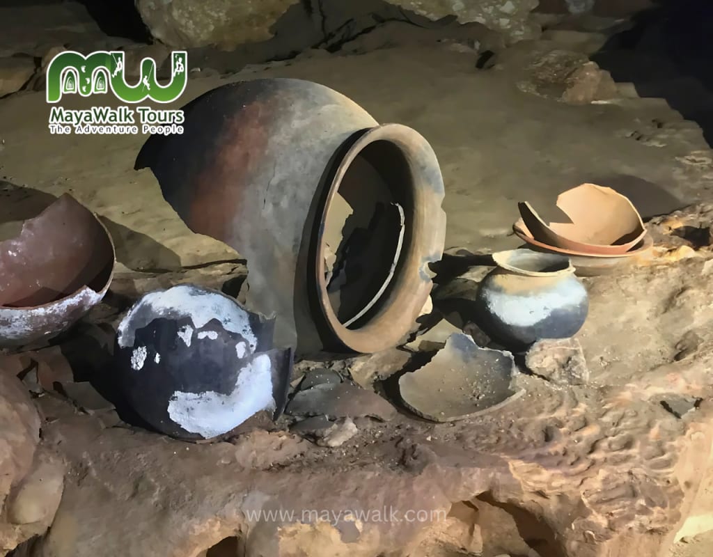 Mayan pottery in ATM Cave