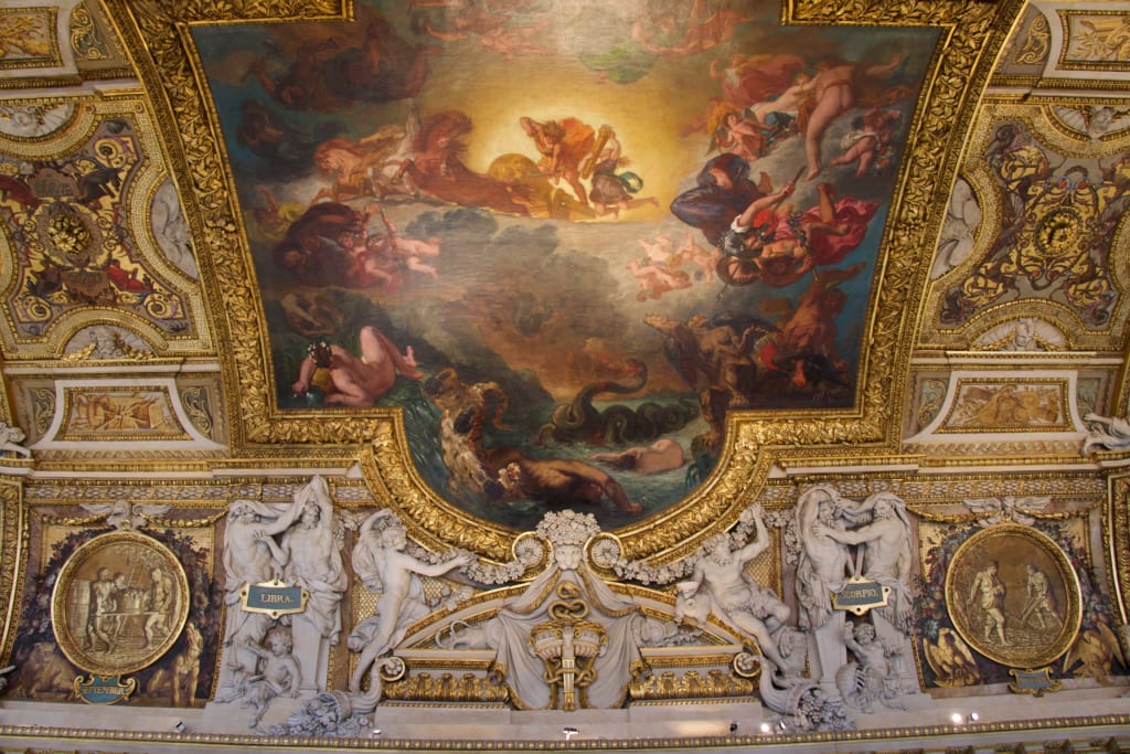 Ornate ceiling in the Galerie d'Apollon