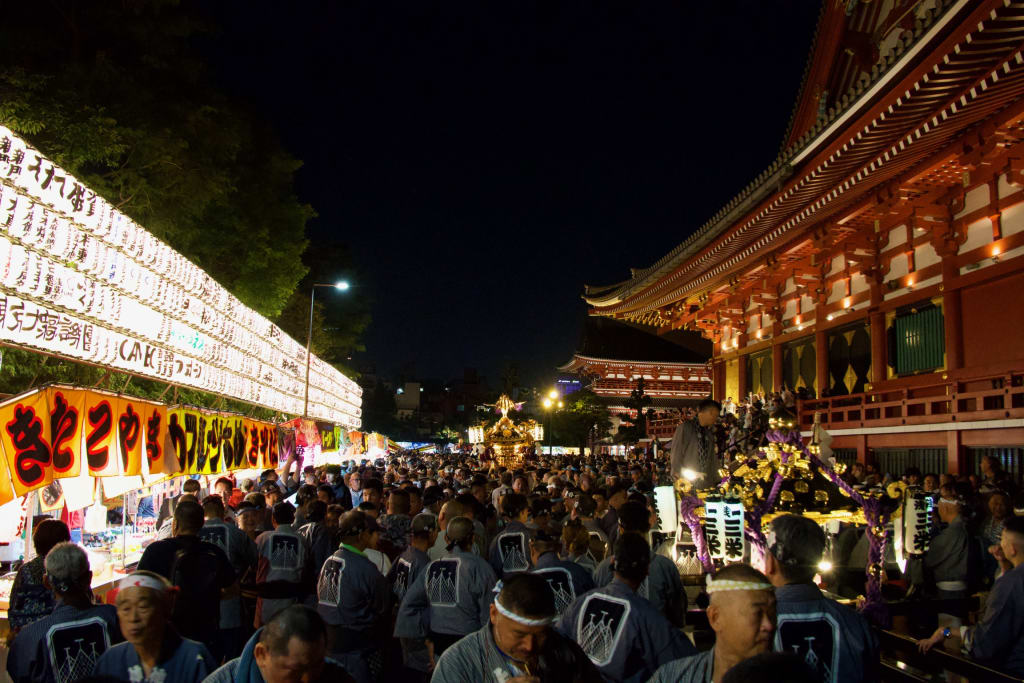 Sanja Matsuri festival crowds at Senso-ji Temple