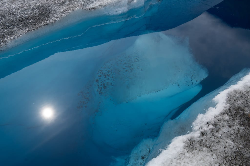 Blue water on the glacier surface