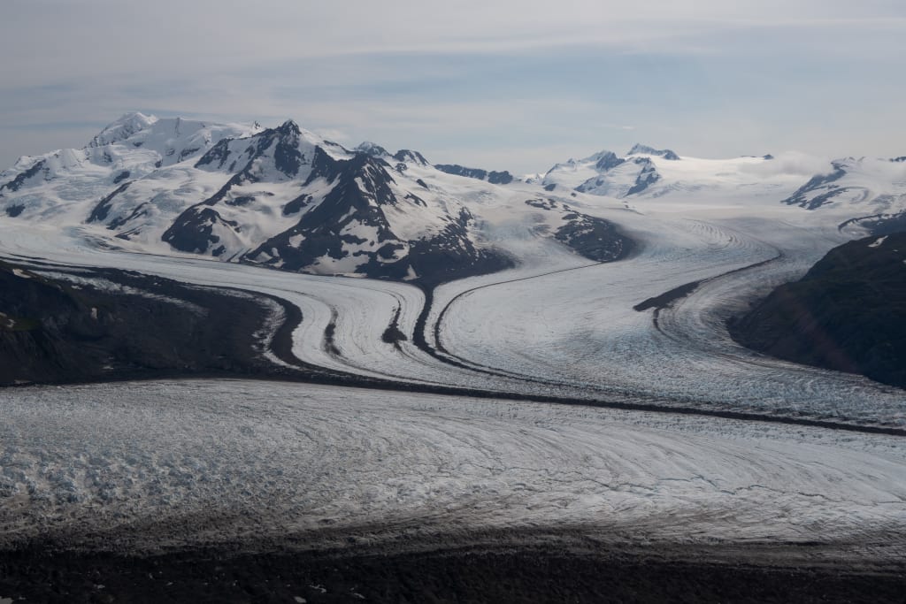 Colony Glacier and mountains from the helicopter