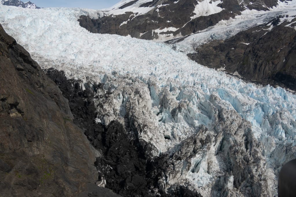 Flying above Colony Glacier in Alaska