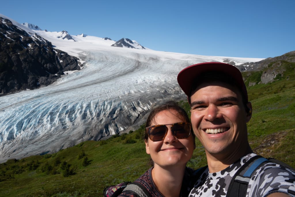 Hiking down from the Harding Icefield Trail