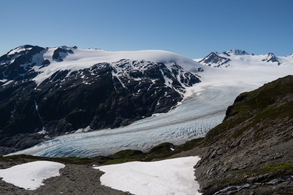 Exit Glacier past the Top of the Cliffs on the way to Harding Icefield