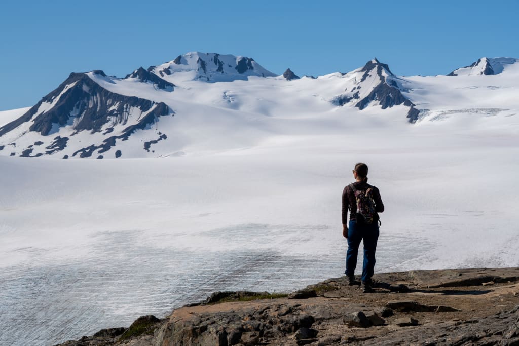 View of the Harding Icefield from the end of the trail