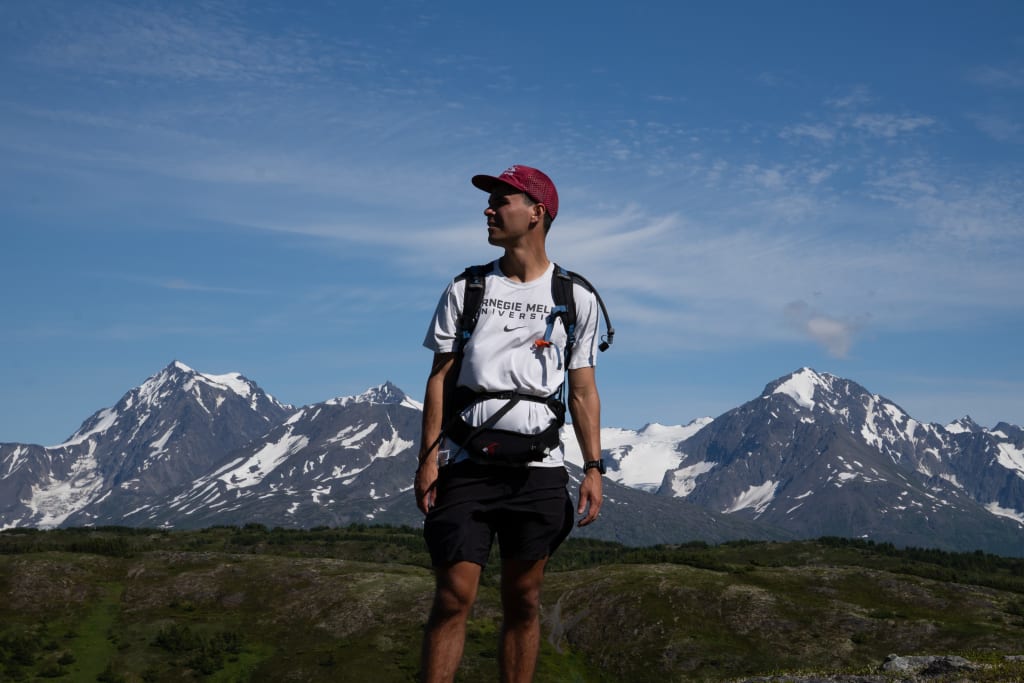 Wide alpine view on Lost Lake Trail in Alaska