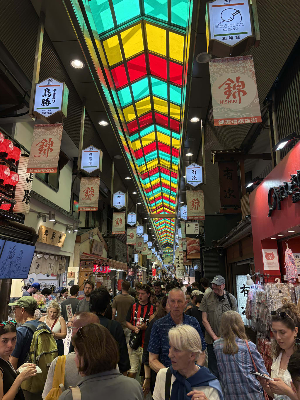 Crowds at Nishiki Market in Kyoto