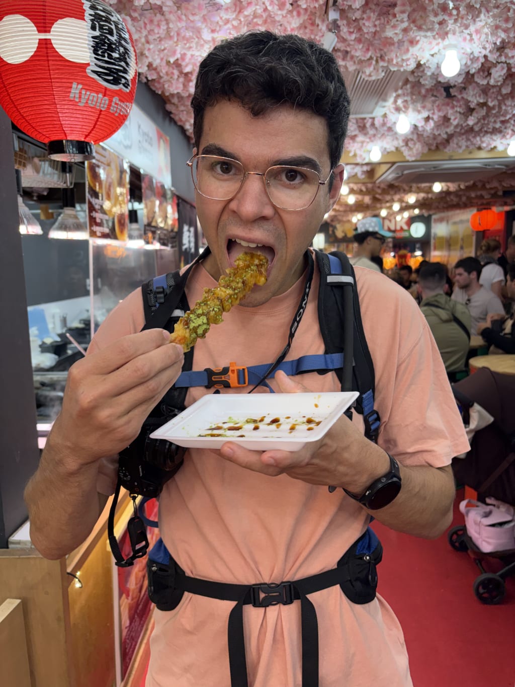 Food stalls at Nishiki Market in Kyoto
