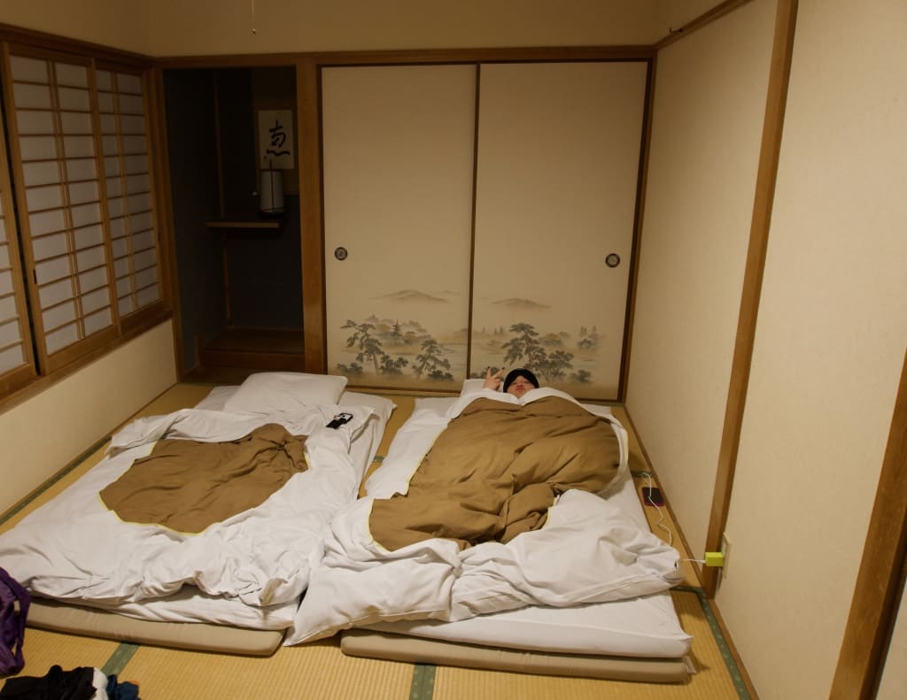 A traditional ryokan room in Japan