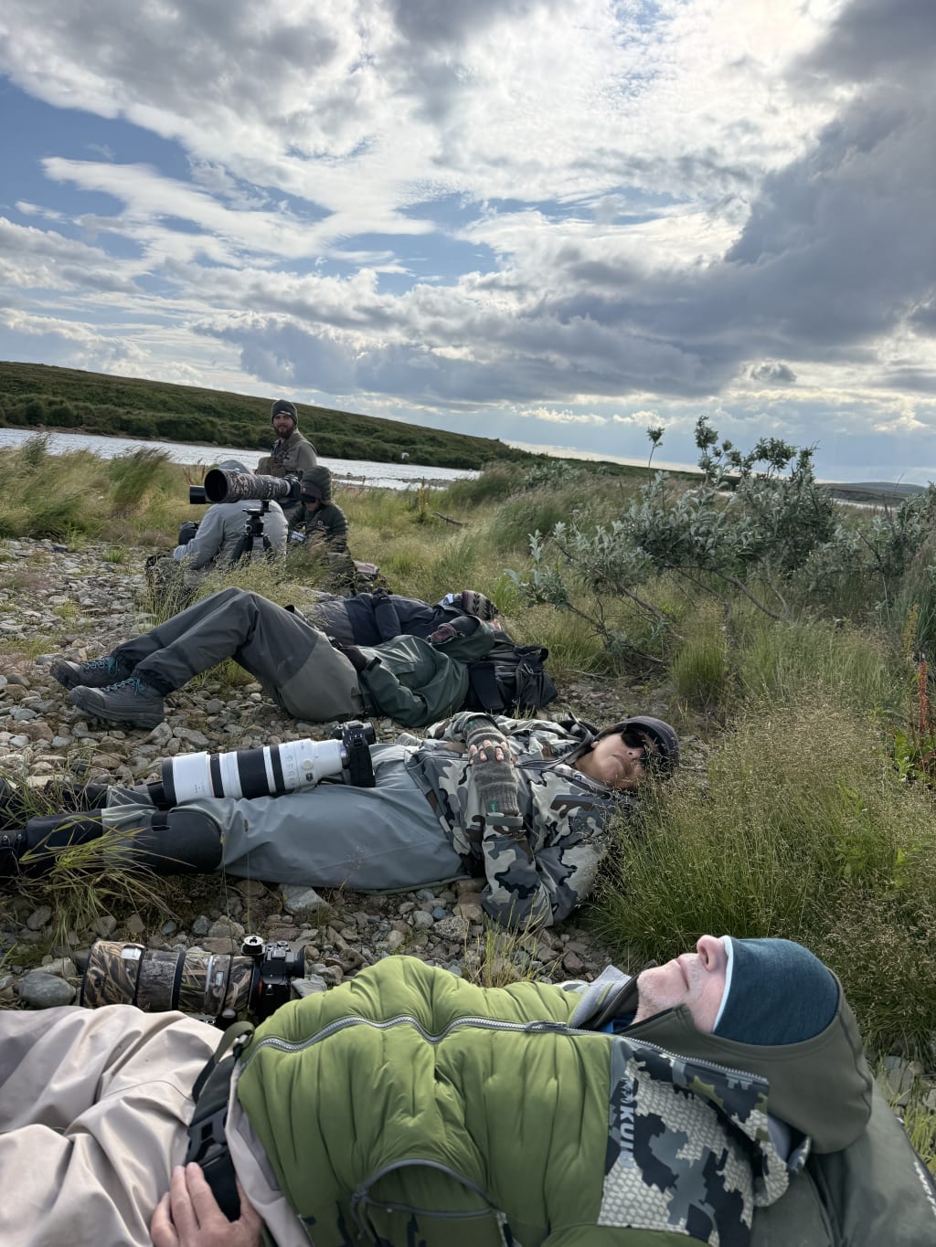 Bear Camp guests relaxing on the tundra