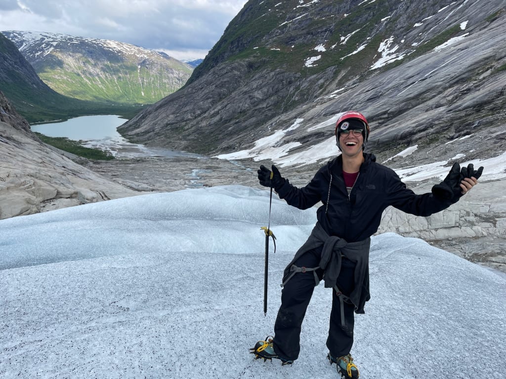 Walking back from Jostedalsbreen Glacier after the ice climbing tour