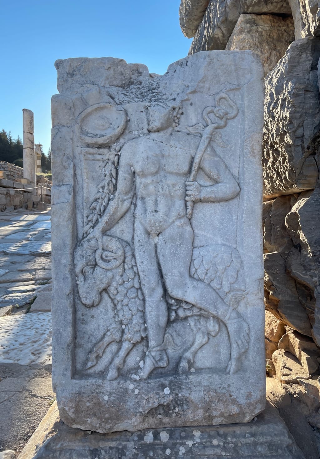 Portrait view of ruins beyond the Gate of Hercules