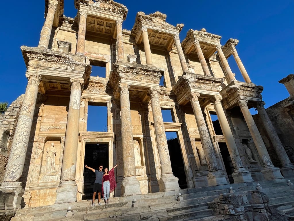Close view of the Library of Celsus