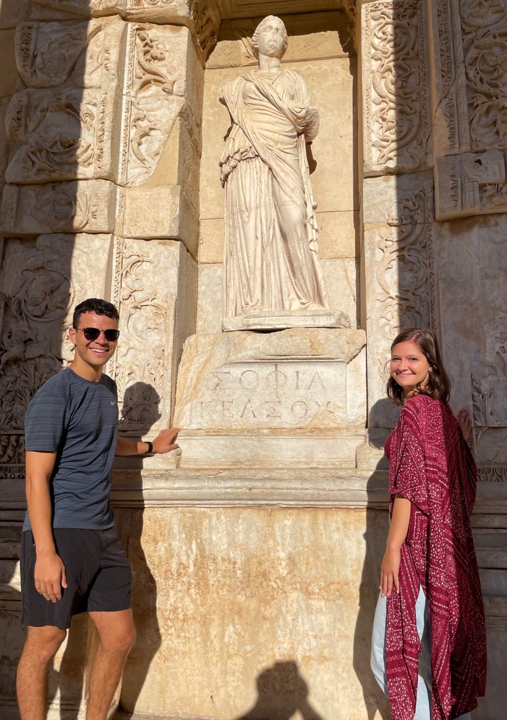 Portrait view of the Library of Celsus in Ephesus