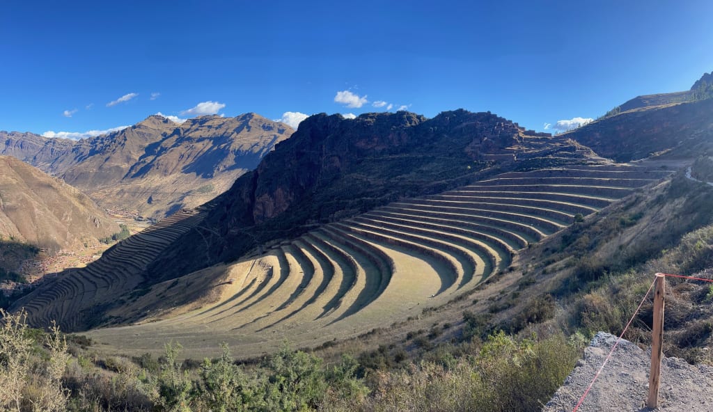 Agricultural terraces at the Pisac ruins in Peru