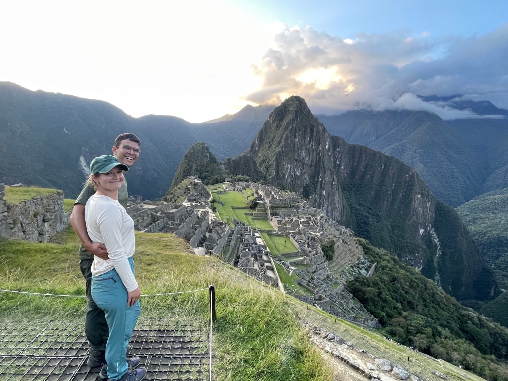 Kathryn and Alex at Machu Picchu after hiking the 1 Day Inca Trail