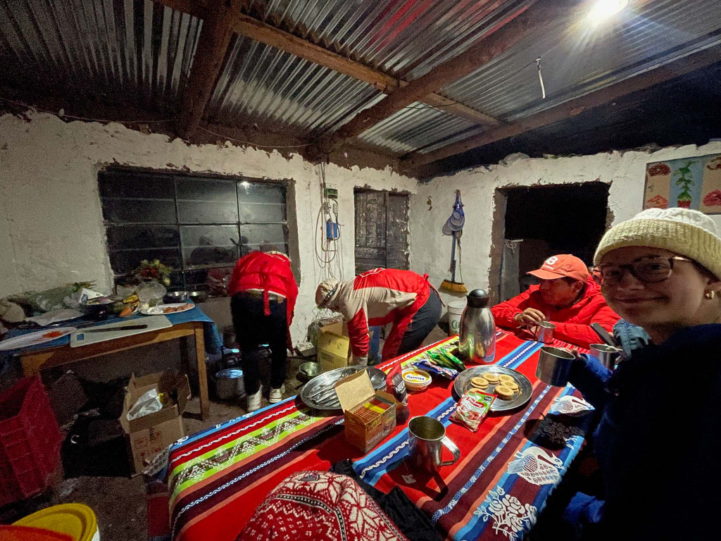 Camping setup near Rainbow Mountain in Peru